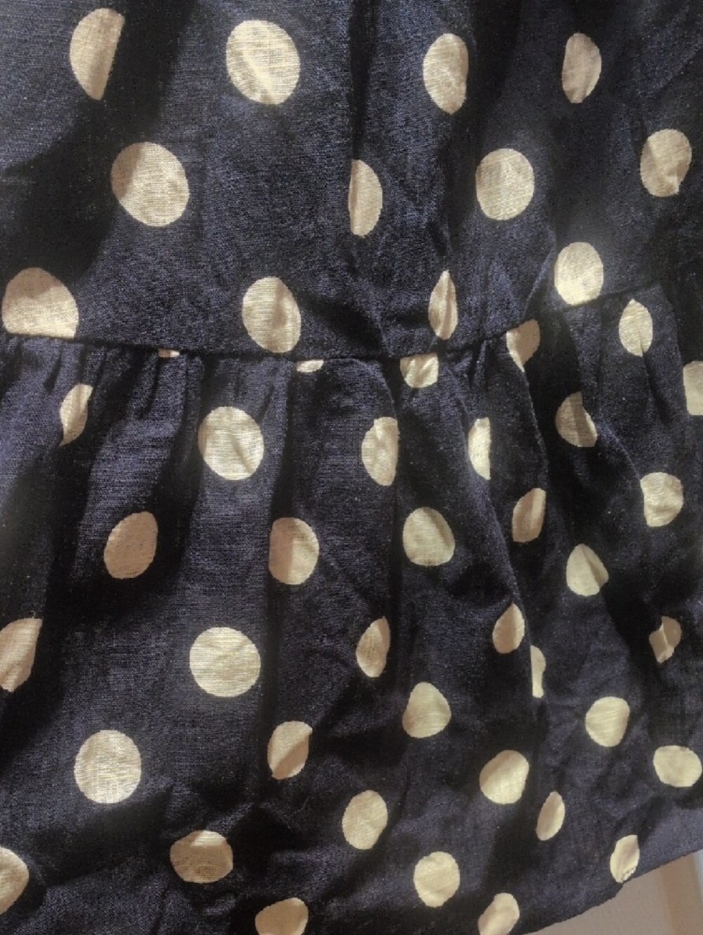Navy and White Polka Dot Sleeveless Midi Dress with Belt - Picture 5 of 6